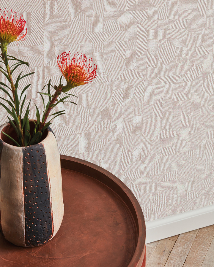 Omexco Tapete Mariana RIV34 in Beige mit geometrischem und abstraktem Design, Vlies-Tapete, abwaschbar - Bild 1