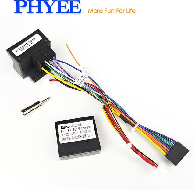 PHYEE CAN-Bus-Decoder mit Quadlock-Kabelbaum und SWC-Retention als Plug-and-Play 16-Pin-Adapter für Ford Focus Fiesta Mondeo Transit Kuga in Schwarz - Bild 1