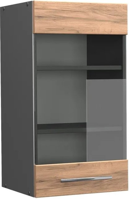Vicco Küchen-Hängeschrank Fame-Line mit Glasschranktüren in Anthrazit und Eiche, Breite: 40 cm - Bild 2