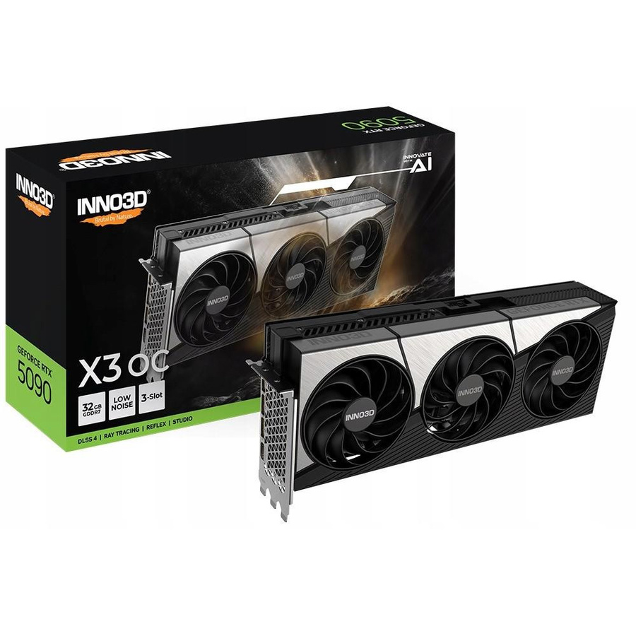 Inno3D GeForce RTX 5090 X3 OC Grafikkarte in Schwarz und Silber mit DisplayPort und HDMI - Bild 2