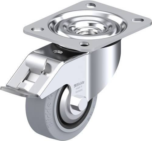 Blickle Lenkrolle L-POEV 80R-FI-SG-FA mit Feststeller, Rad-Durchmesser: 80 mm, Tragfähigkeit: 140 kg, Farbe: Grau/Schwarz/Silber - Bild 1