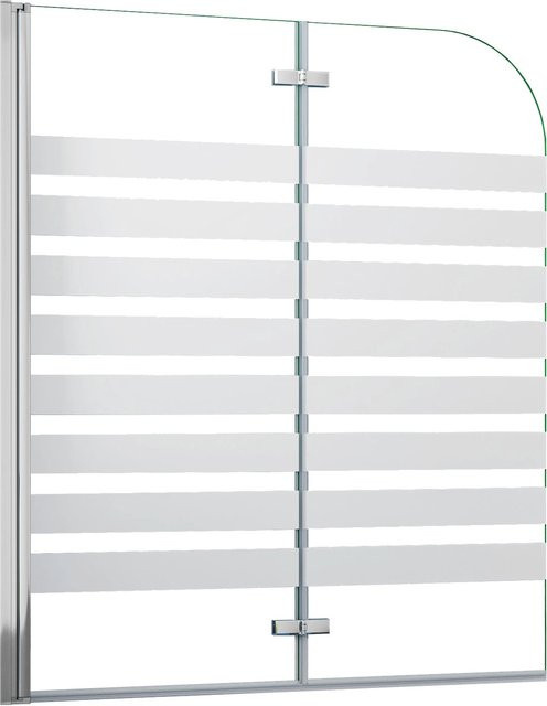 AICA Badewanneauaufsatz Duschwand 2-teilig Faltwand Links Montage, Frosted ESG Nano-Glas, B: 120 cm, H: 140 cm - Bild 1