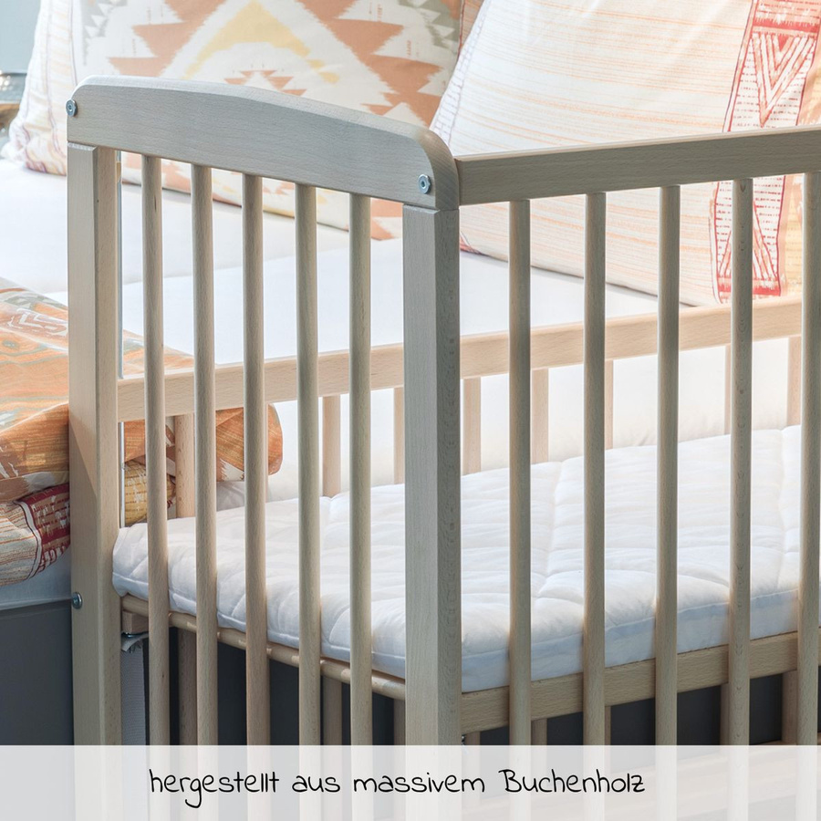 Fillikid 2in1 Beistellbett und Stubenbett Nino aus Buchenholz in Natur - Bild 4