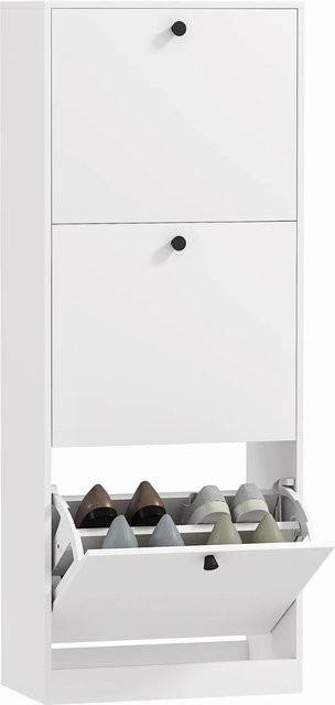 HOMCOM Schuhschrank aus Spanplatte in Weiß mit Klappfächern, B: 47 cm, T: 26 cm, H: 120 cm - Bild 1