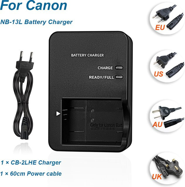 Canon NB-13L Batterie Ladegerät CB-2LH CB-2LHT CB-2LHE in Schwarz für G1 G5x G7x G9X Sx620 Sx720 Sx730 Sx740 HS Kameras - Bild 1