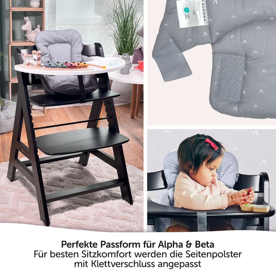 LaLoona Sitzverkleinerer Curves für Hauck Alpha Hochstuhl, Grau, Textil aus Baumwolle - Bild 3