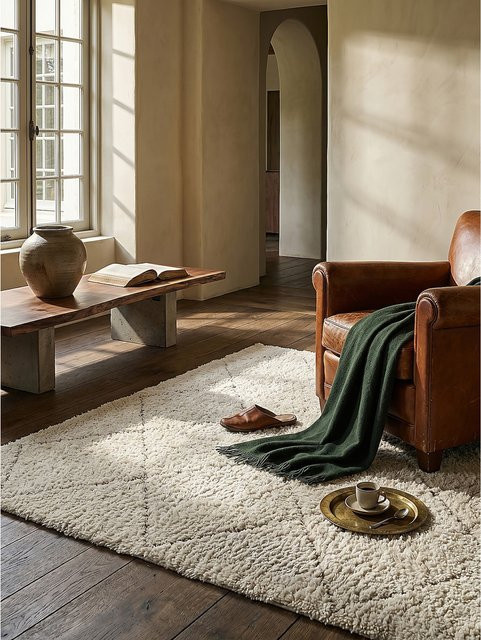 Shaggy-Teppich ATRIO von Kadima Design aus Polypropylen in Creme/Beige, B/T: 140 x 200 cm - Bild 1