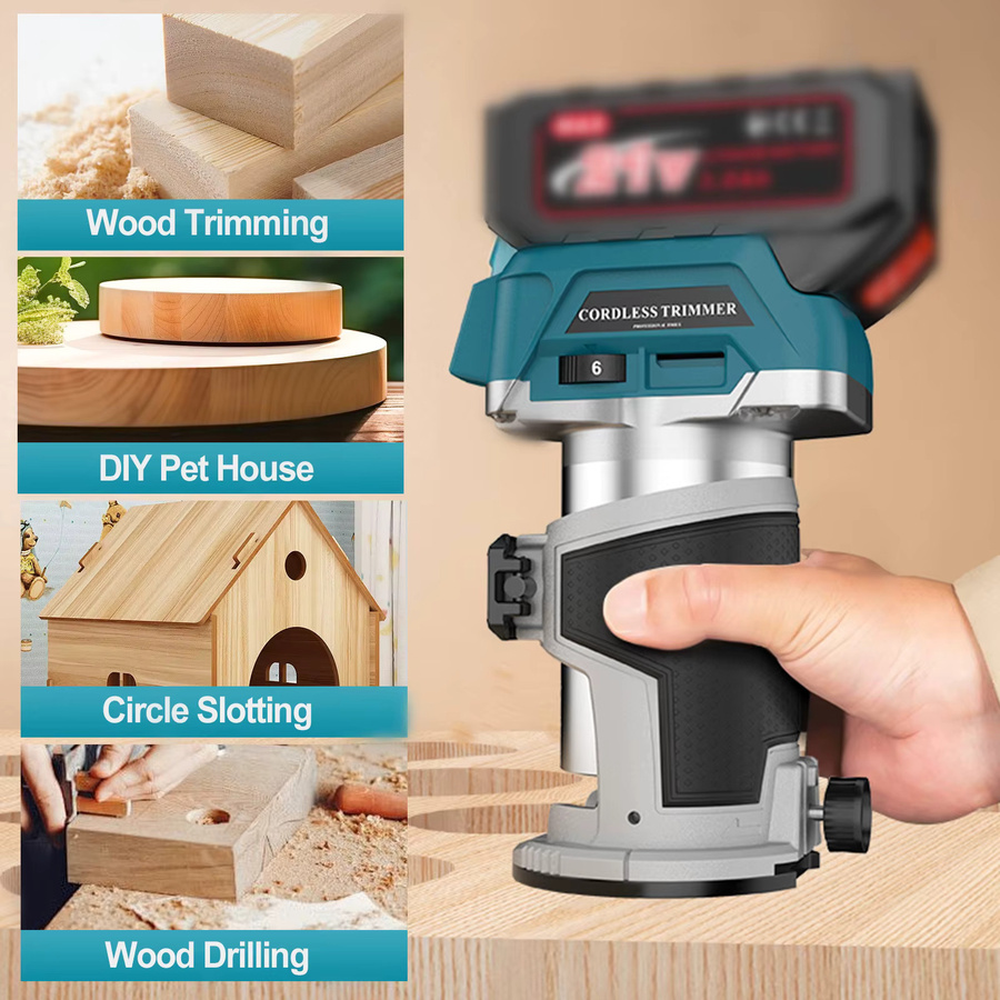 Makita Bürstenloser Elektrischer Trimmer für Holzbearbeitung, Fräsmaschine zum Gravieren und Schlitzen, kompatibel mit Makita 18V Akku - Bild 6