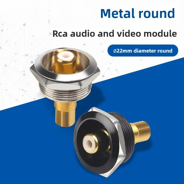 Rundes RCA-Verbindungsmodul Typ D mit Lotus-Basis aus geschweißtem Metall in Gelb für Audio- und Video-Gehäuse - Bild 1