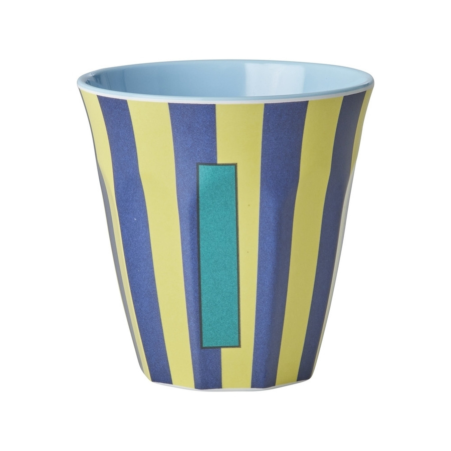 Rice Melamin Becher Buchstabe I mit Streifen in Blau, 250 ml - Bild 1