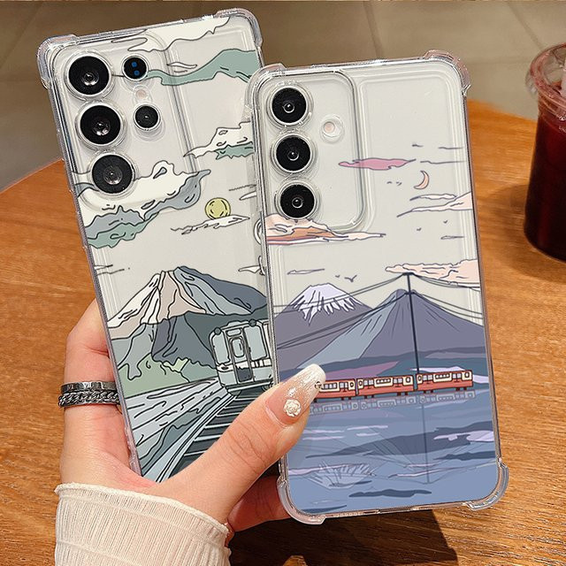 Transparente Stoßfeste Handyhülle mit Bergzug-Muster für Samsung Galaxy S26 S25 S24 S23 Ultra S22 Plus S21 FE - Bild 1