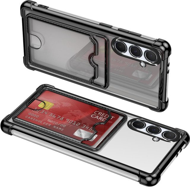 Samsung Klare Hülle mit Kartensteckplatz und galvanisierter Abdeckung für Galaxy S26 S25 S24 S23 S22 S21 S20 Note 20 Ultra Plus FE Gray - Bild 1