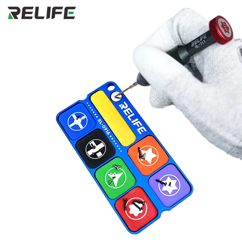RELIFE RL-091A Magnetische Schrauben-Aufbewahrungsscheibe mit 7 Fächern in Multicolour für Reparaturen an Handy und Computer - Bild 3
