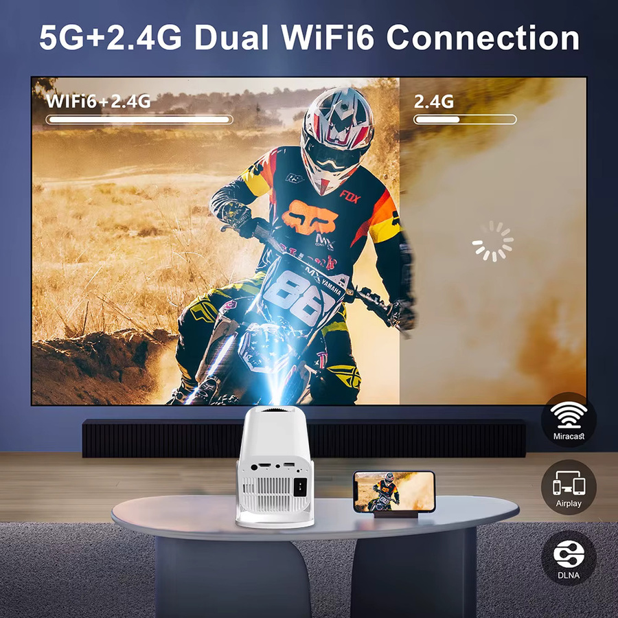 Salange P330 Heimkino-Projektor mit Android 14, 8K Auflösung, 1080P, 12000 Lumen, WiFi6 und Bluetooth 5.4, Farbe: Weiß - Bild 2