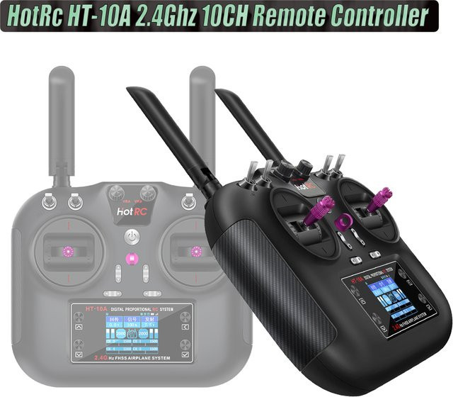 Hotrc HT-10A HT10A 2.4Ghz 10CH Fernbedienung, Empfänger, black - Bild 1