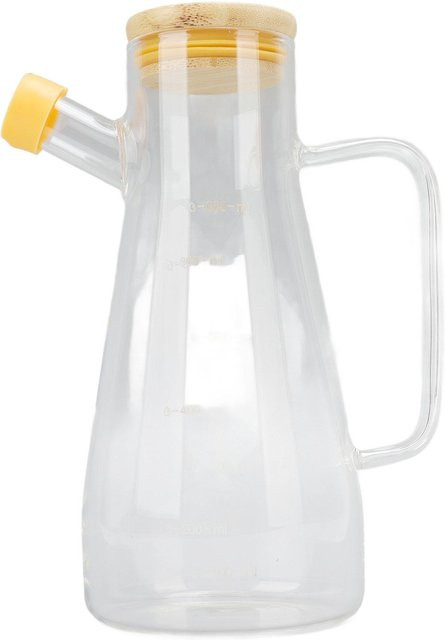 Staubdichte Ölflasche aus transparentem Hochborosilikatglas mit Skala und ergonomischem Ausgießer in Weiß - Bild 1