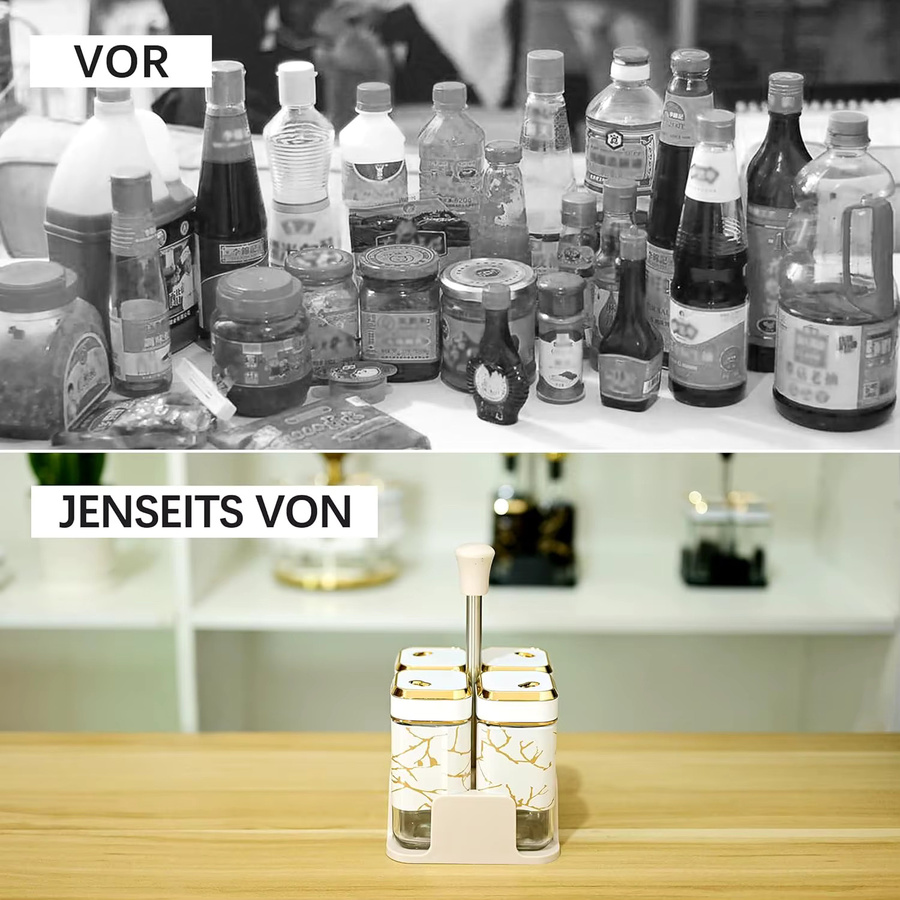 4er-Set SIAZIH Gewürzgläser aus Glas mit drehbarem Gewürzlochdeckel und rutschfester Basis - Bild 2