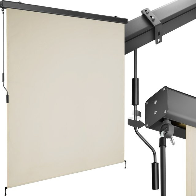tectake Senkrechtmarkise Eloise Beige mit Handkurbelmechanismus und Aluminiumgehäuse B/H: 160 x 250 cm - Bild 1