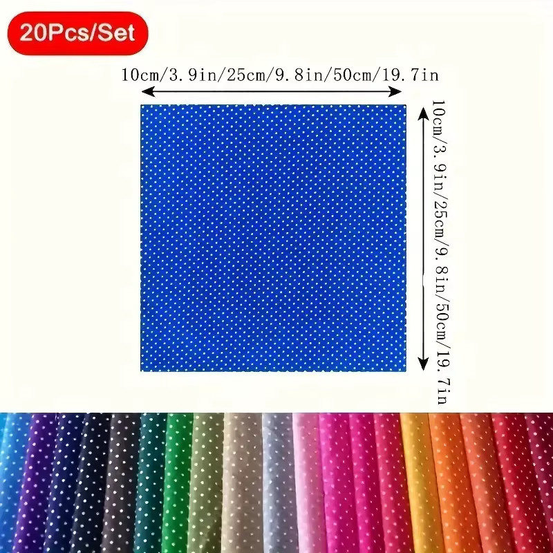 20er Set Polka Dot Baumwollmischung Stoff in Mehrfarbig für DIY, Nähen, Patchwork und Scrapbooking - Bild 4