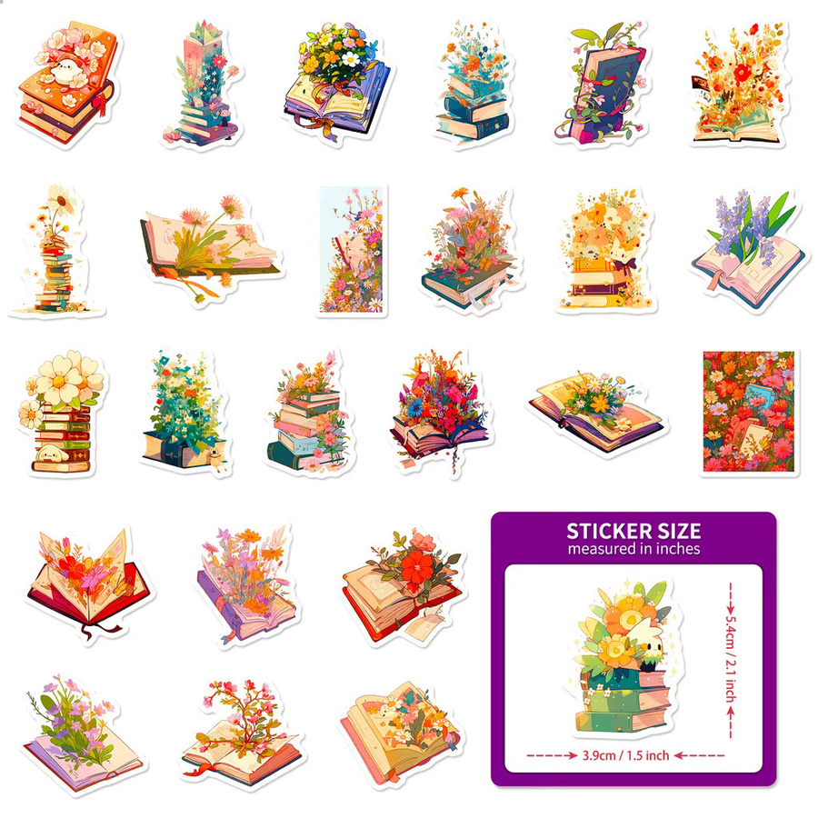 50 Stück Ästhetische Floral Bücher Aufkleber Wasserdichte Graffiti Sticker in Multicolour von BulingBulingStickers Shop - Bild 3