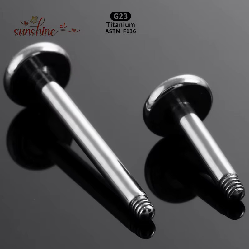 Piercing Labret Bar, Ohrstecker, Titan, Silber, Unisex - Bild 2