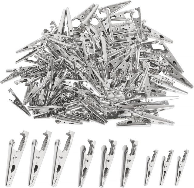 AOKIN Mini Alligator Clips aus Metall in Silber, 50 Stück für elektrische Tests und Batterietests, Größen: 28 mm, 35 mm und 45 mm - Bild 1