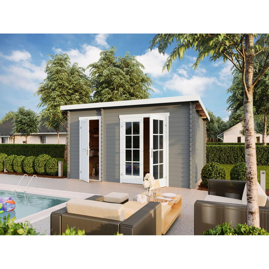 Lasita Gartenhaus Belmont Blockhaus aus Holz in Natur, B/T/H: 465 x 318,9 x 222,3 cm - Bild 2