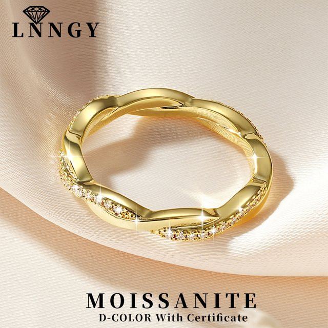 Lnngy Verlobungsring, Moissanit, 14 Karat Gold gefüllt, Damen - Bild 1