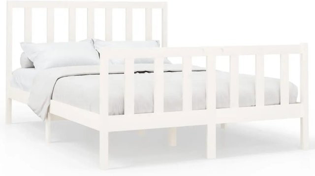 vidaXL Massivholzbett aus Kiefer in Weiß, B/T/H: 140 x 200 x 69,5 cm - Bild 1