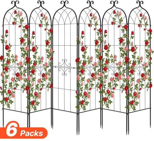 VEVOR Garten Rankhilfe für Rosen und Pflanzen, 6er Pack, Schwarz, Höhe: 180 cm, Breite: 52,5 cm - Bild 1