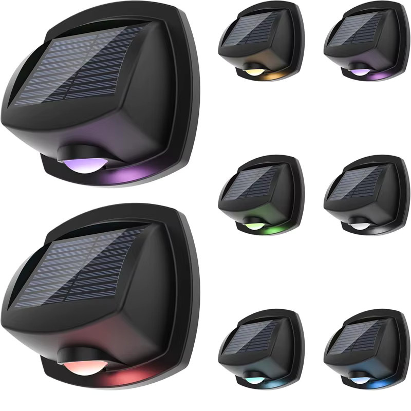 VENUSWING Solar-Wandleuchten für Außenbereich mit RGB-LED, Wasserdicht IP65, Schwarz/Mehrfarbig - Bild 6