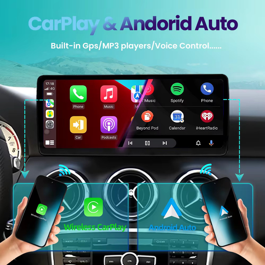 BONROAD Auto-Multimedia-Touchscreen für Mercedes Benz E-Klasse W212 mit 10,25 Zoll Display, kabelloses CarPlay, Android Auto, GPS und Bluetooth, Farbe: Schwarz - Bild 3