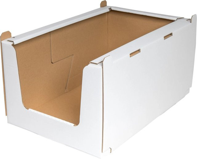 4er Set PROREGAL Stapelbehälter aus Wellpappe in Weiß, B/T/H: 38,2 x 58,7 x 28,1 cm - Bild 1