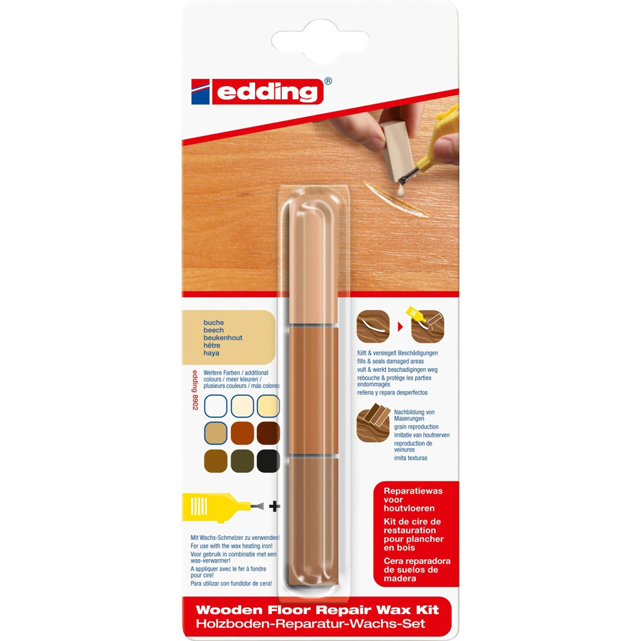 edding Holzboden-Reparaturwachs Set 8902 Farbe Buche Braun 3 Stück - Bild 2