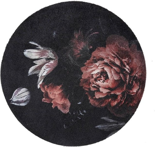 MD Entree Universal Teppich rund Ø 100 cm bella rosa floral mit rutschfester Unterseite - Bild 1