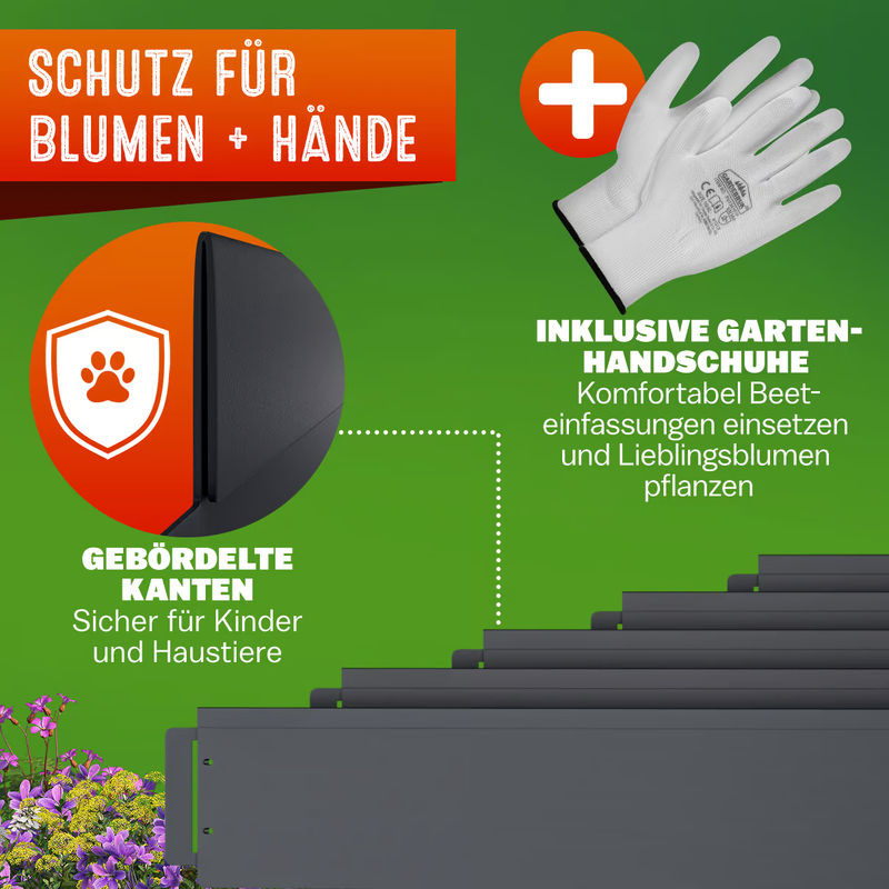 Beeteinfassung 5er-Set aus Metall in Schwarz, Gesamtlänge: 5 m, Höhe: 14 cm - Bild 3