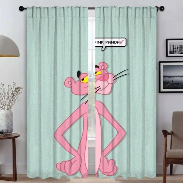 Pink Panther Raumvorhänge Set, 2 Stück, Farbe Pink, Breite: 50 cm, Höhe: 70 cm - Bild 1