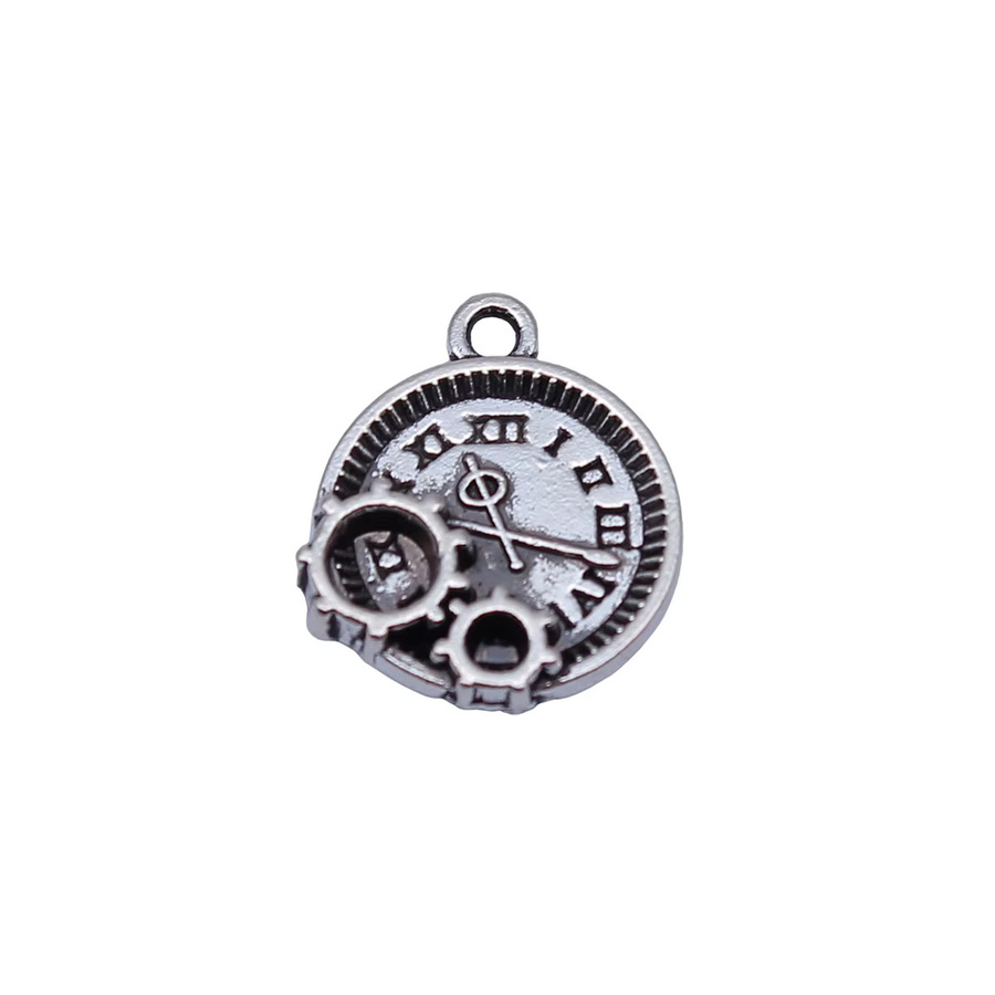 WYSIWYG Zahnrad-Uhr-Anhänger, 16 x 14 mm, Bronze, Silber, Unisex - Bild 2