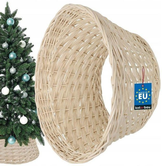 Weihnachtsbaumhülle KOTARBAU® aus Weide und Stroh in Weiß, Durchmesser: 45 cm - Bild 1
