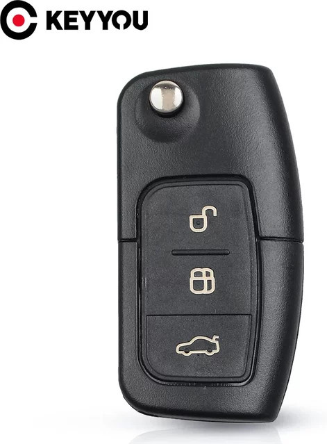 KEYYOU 10er Set Remote Key Ersatzgehäuse für Ford Focus 3, Mondeo, C Max, S Max, Galaxy und Fiesta mit HU101 / FO21 Klinge und 3 Tasten in Schwarz - Bild 1