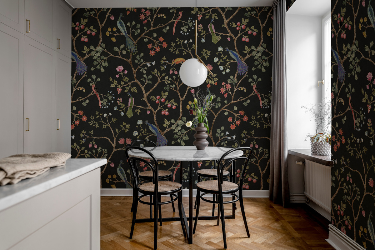 Rebel Walls Mural Songbirds in Midnight Black und Green - Bild 2