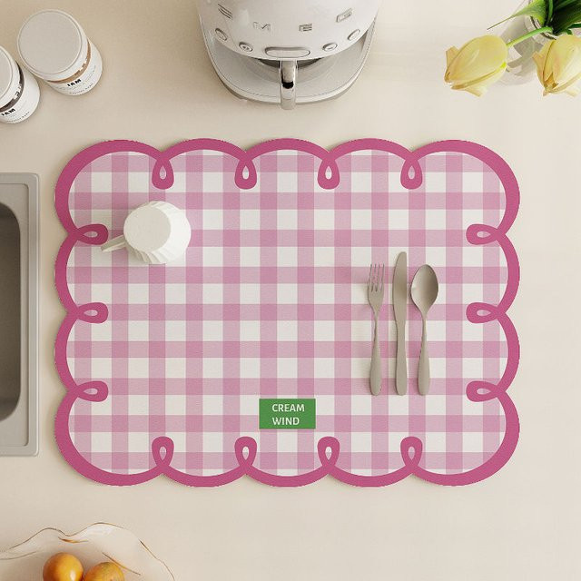 Saugfähige und schnell trocknende Abtropfunterlage von VIKAMA in Pink für Küche und Arbeitsplatte - Bild 1