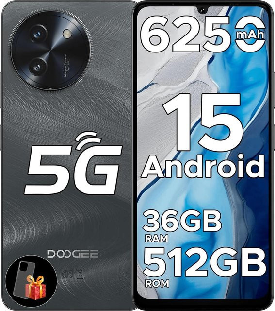 Doogee Note59Pro+ 5G Smartphone Grau mit 512 GB ROM, 36 GB RAM, Android 15, 6,75 Zoll HD+ 120Hz Display, 6250 mAh Akku, 50 MP + 8 MP Kamera, NFC und GPS - Bild 1