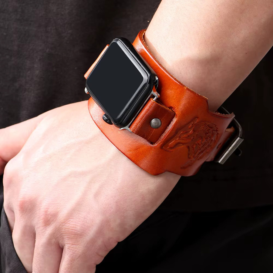 yunfook Uhrenarmband Leder, Wolf Totem, Unisex - Bild 2