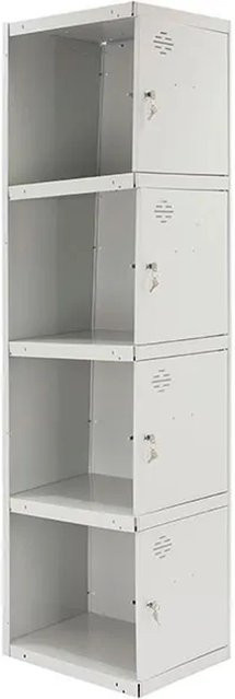 PROREGAL Spind AMEGO Anbaumodul mit 4 Abteilen und Schließfach, Farbe Grau, H x B x T: 180 x 30 x 50 cm - Bild 1