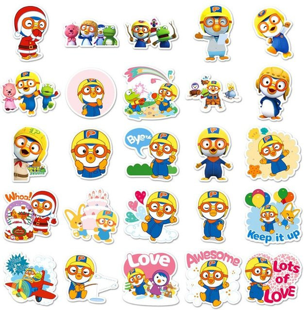 Pororo Pinguin Graffiti-Aufkleber, 50-teiliges Set, multicolour - Bild 1
