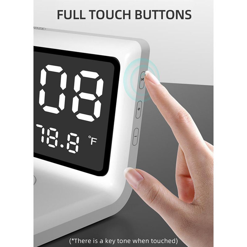 Tooarts Multifunktionale digitale Spiegeluhr mit 15 W kabellosem Ladewecker und dimmbarem Display in Schwarz - Bild 6
