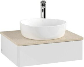 V&B Waschtischunterschrank Antao mit Beleuchtung, Weiß lackiert, B/T/H: 60 x 50 x 19 cm - Bild 1