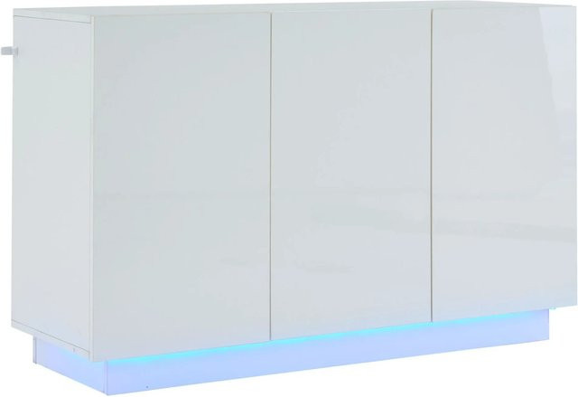 Merax Sideboard in Weiß mit Hochglanz-Finish und integrierter LED-Beleuchtung, B/T/H: 120 x 40 x 75 cm - Bild 1
