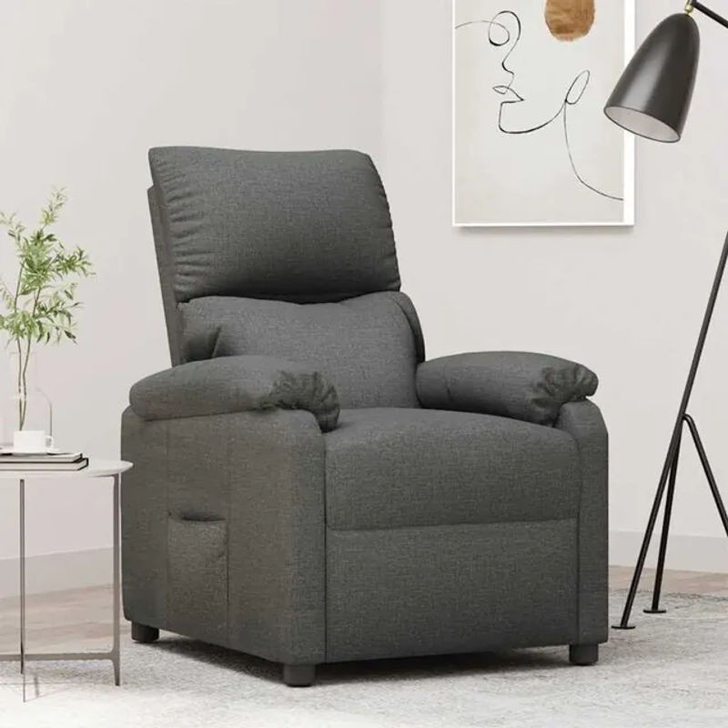 vidaxl Relaxsessel aus Stoff in Anthrazit und Grau mit Metallgestell, B/T/H: 70,5 x 90 x 100 cm - Bild 1